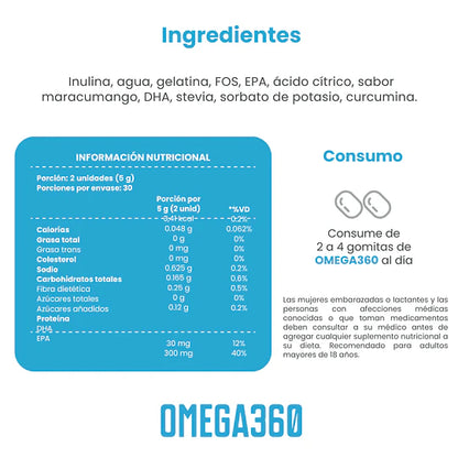 Omega 360 Suplemento Omega 3 150g - Maracuyá Y Mango